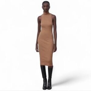 Zara High Collar Turtleneck Ribbed Sleeveless Dress Women's Size Small